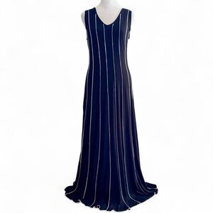 Elegant Black and White Striped Maxi Dress Whimsygoth